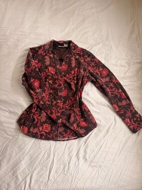 St. John's Bay Brown and red Paisley Corduroy Shirt